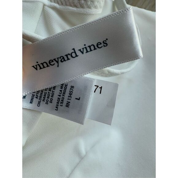 Vineyard Vines White Seersucker Ruffle Bikini Top Size L - Picture 6 of 10
